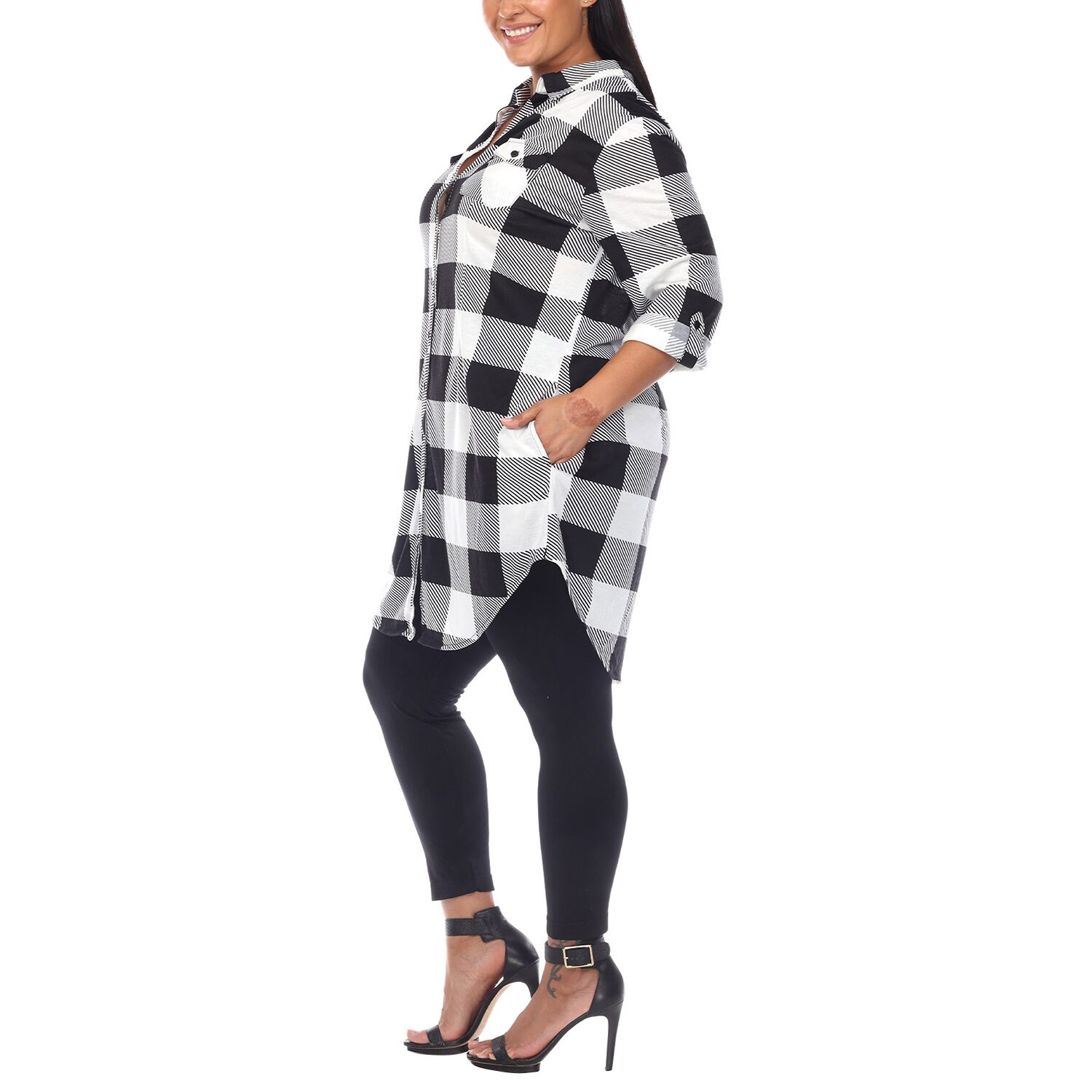 White Mark Plus Womens 3/4 Sleeve Tunic Top