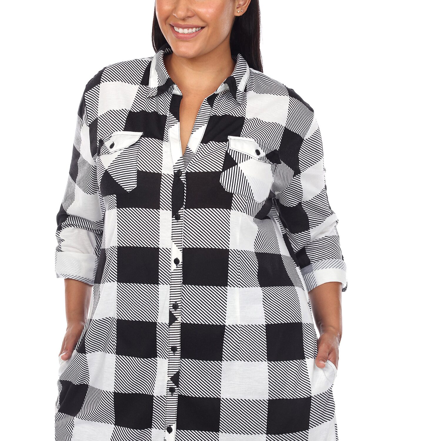White Mark Plus Womens 3/4 Sleeve Tunic Top