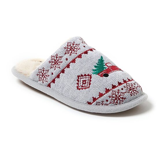 Dearfoams Novelty Knit Scuff With Eyemask Womens Memory Foam Slip-On Slippers