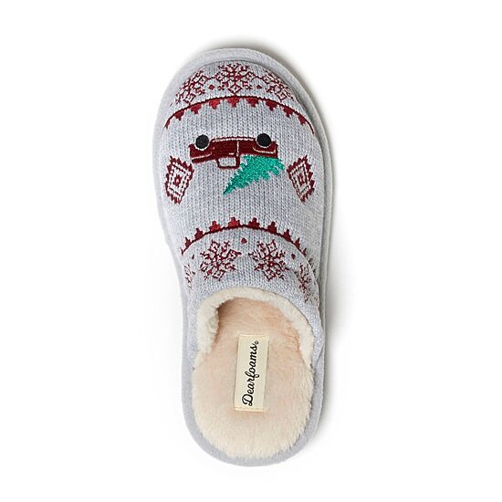 Dearfoams Novelty Knit Scuff With Eyemask Womens Memory Foam Slip-On Slippers