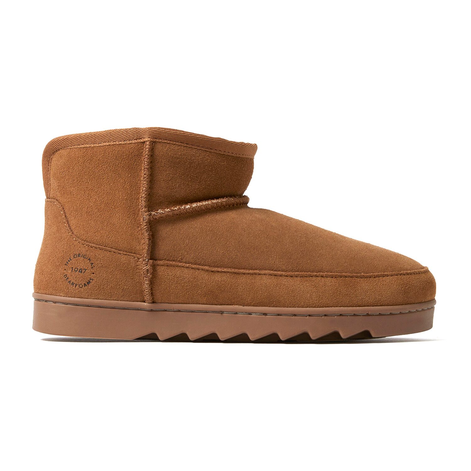 Dearfoams Gretchen Genuine Suede Mini Womens Memory Foam Bootie Slippers