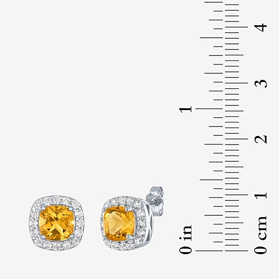 Gemstone Sterling Silver 10mm Cushion Stud Earrings