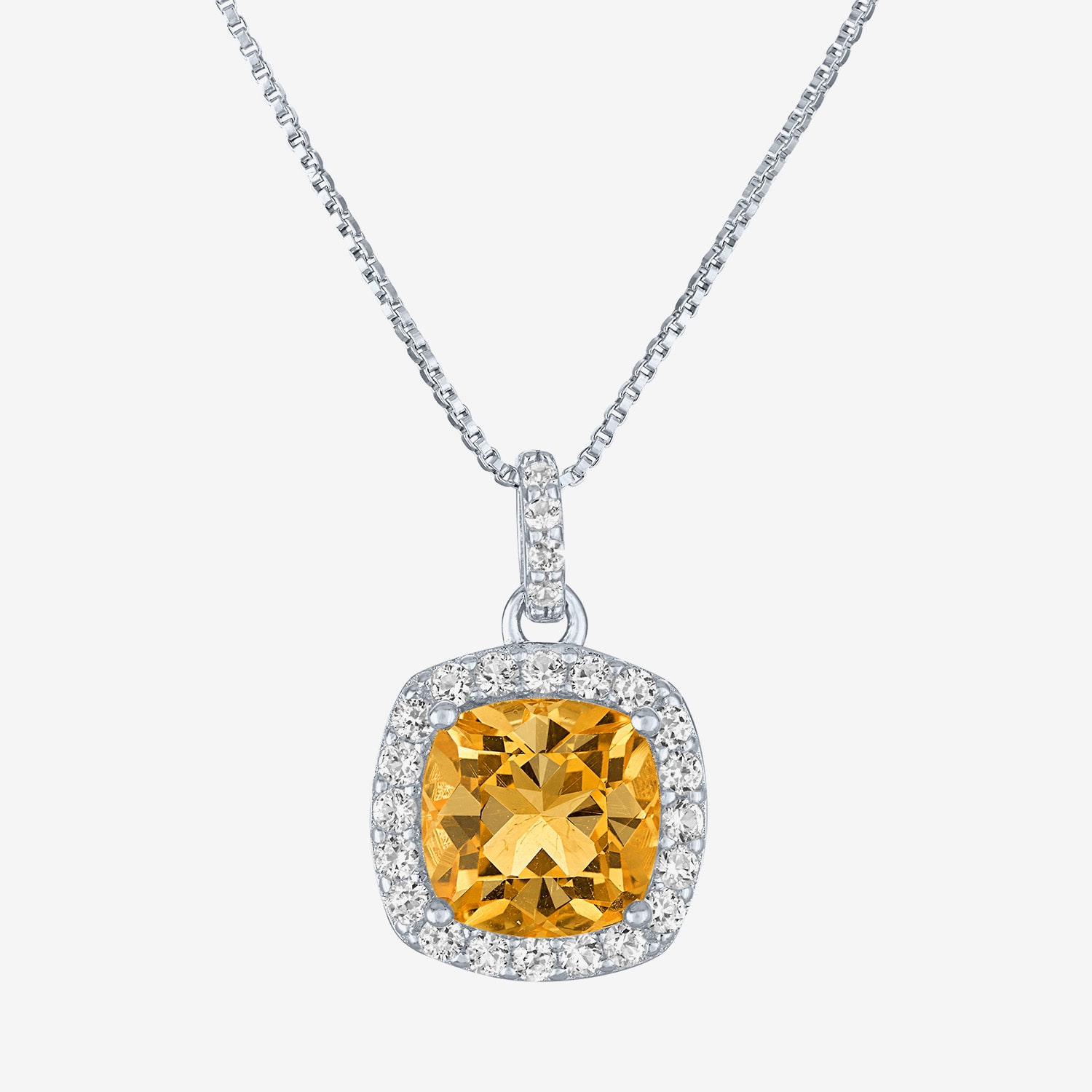 Womens Gemstone Sterling Silver Cushion Pendant Necklace