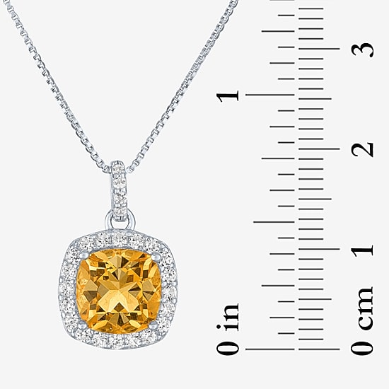 Womens Gemstone Sterling Silver Cushion Pendant Necklace