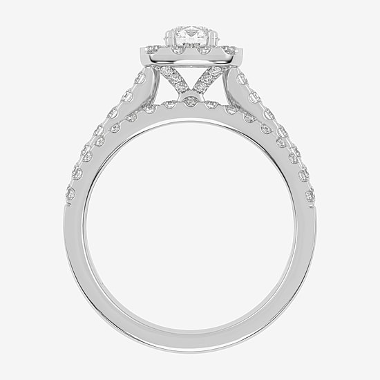 1 CT.T.W. Natural Diamond Cushion Halo Bridal Set in 10K or 14K Gold