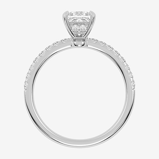 (G-H /  Si1-Si2) Womens 1 CT. T.W. Lab Grown White Diamond 10K Gold Side Stone Engagement Ring