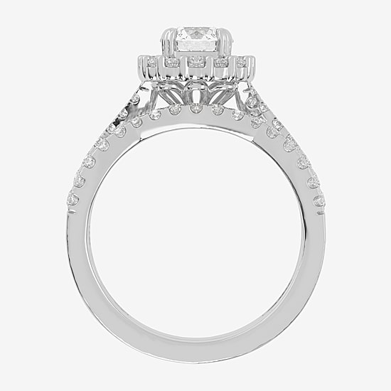 Signature By Modern Bride (G-H / Si1-Si2) Womens Lab Grown White Diamond 10K Gold Round Side Stone Halo Bridal Set