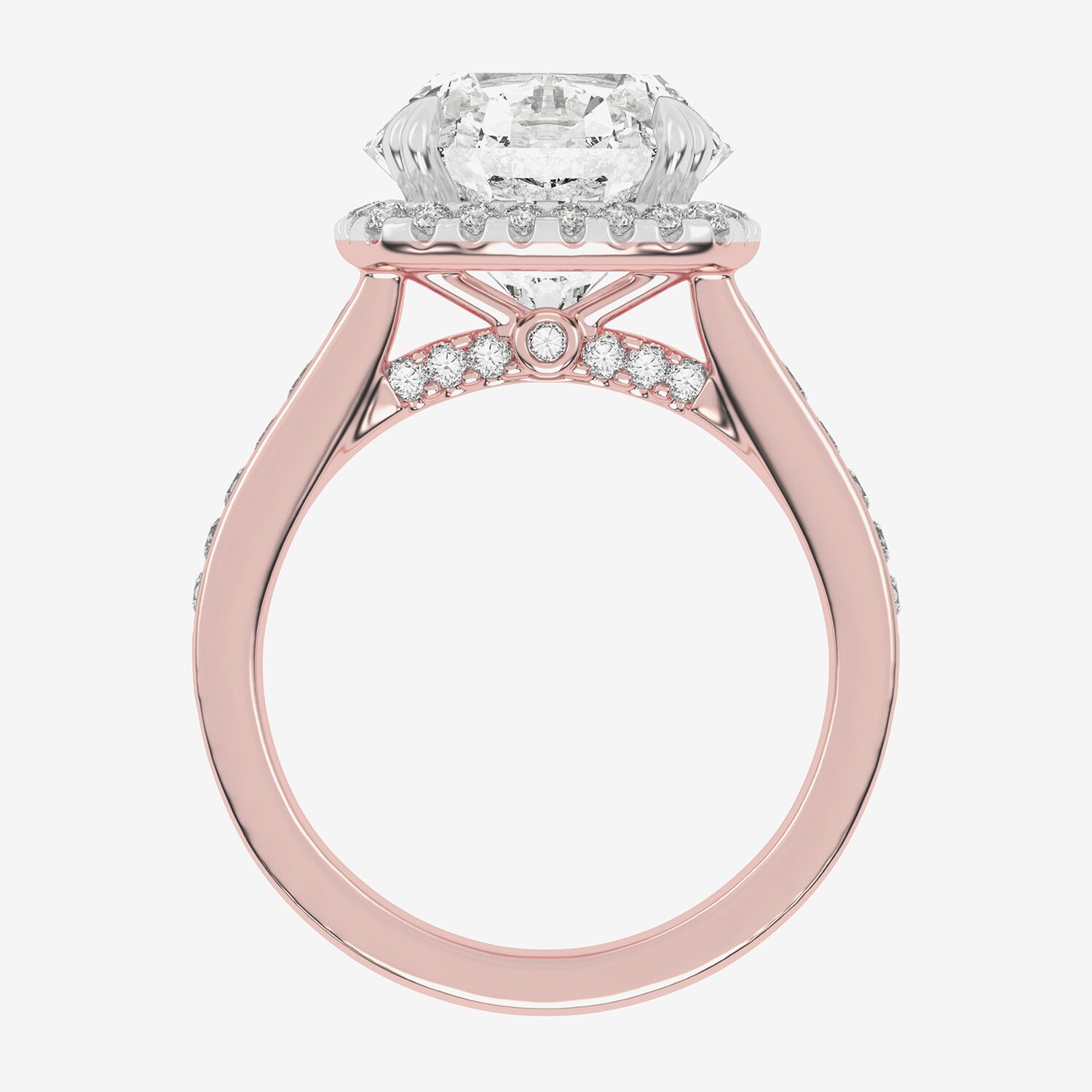 G-H / Vs2-Si1) Womens / CT. T.W. Lab Grown White Diamond 14K Gold Round Side Stone Halo Engagement Ring
