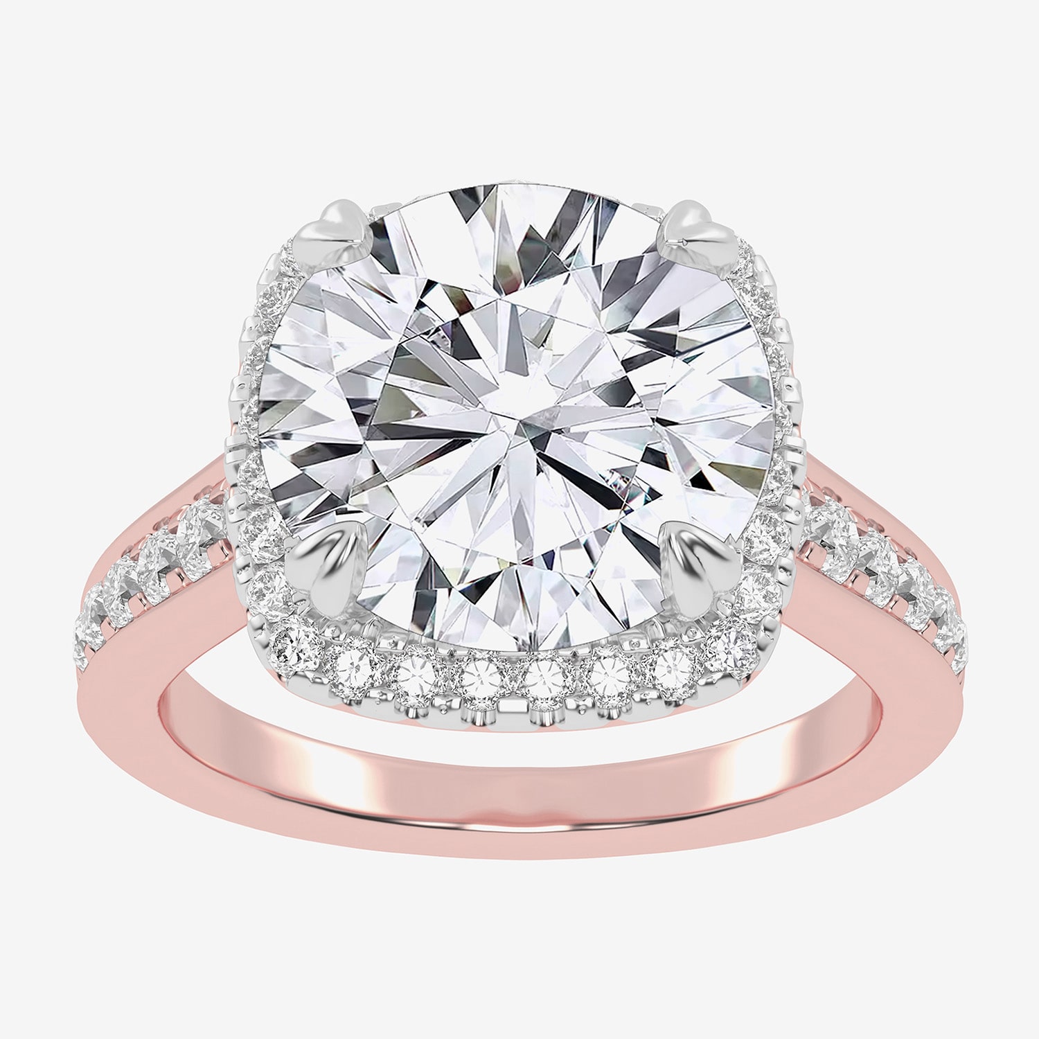 G-H / Vs2-Si1) Womens / CT. T.W. Lab Grown White Diamond 14K Gold Round Side Stone Halo Engagement Ring