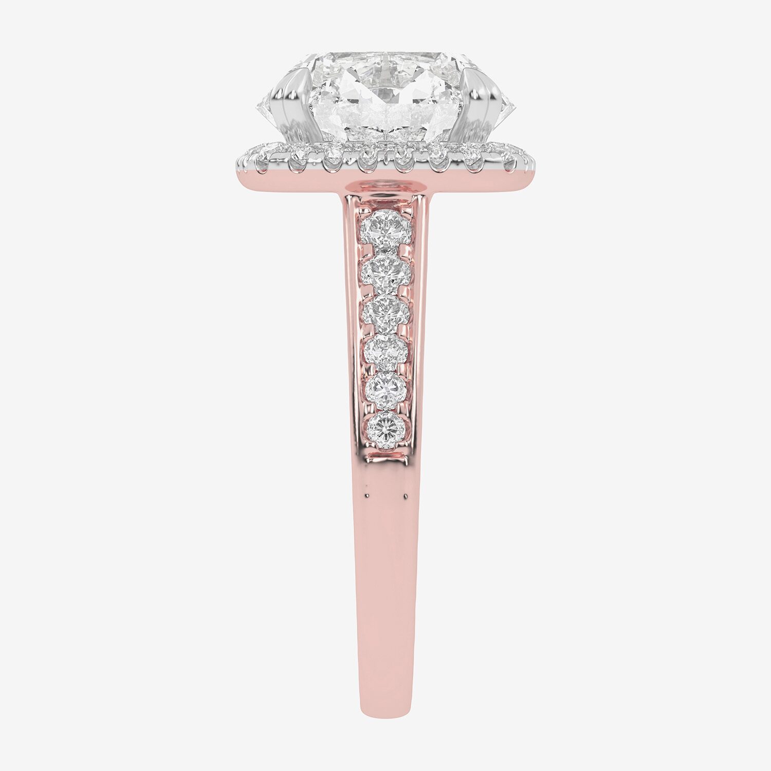G-H / Vs2-Si1) Womens / CT. T.W. Lab Grown White Diamond 14K Gold Round Side Stone Halo Engagement Ring
