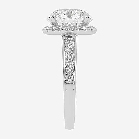 (G-H / Vs2-Si1) Womens 4 1/2 CT. T.W. Lab Grown White Diamond 14K Gold Round Side Stone Halo Engagement Ring