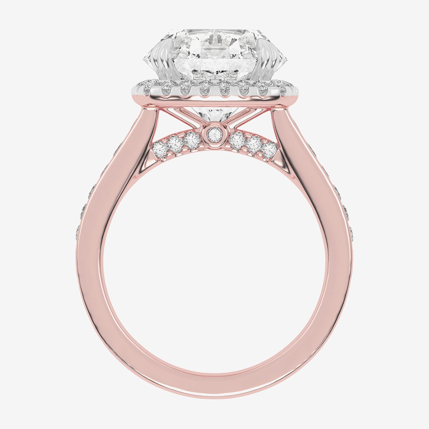 G-H / Vs2-Si1) Womens 3 1/2 CT. T.W Lab Grown White Diamond 14K Gold Round Side Stone Halo Engagement Ring