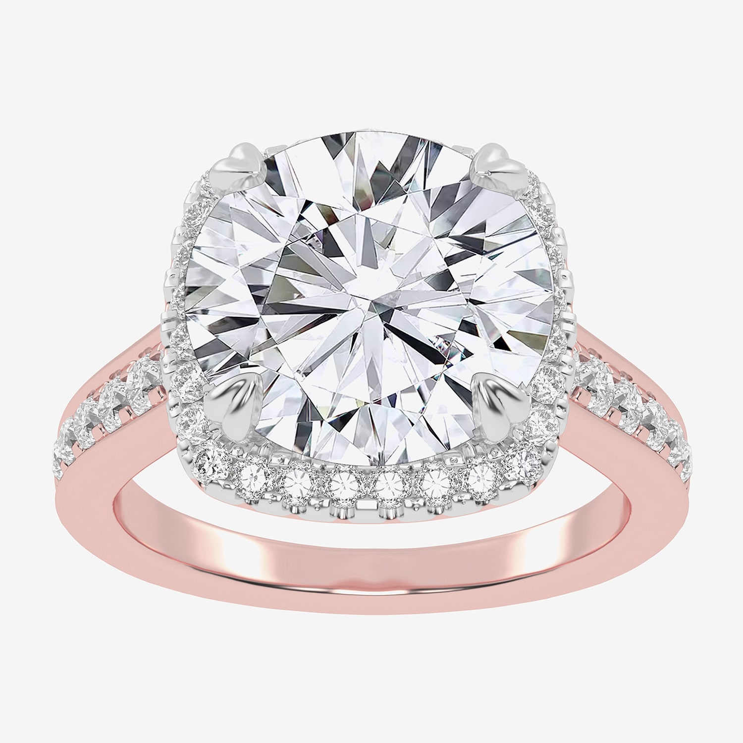G-H / Vs2-Si1) Womens 3 1/2 CT. T.W Lab Grown White Diamond 14K Gold Round Side Stone Halo Engagement Ring