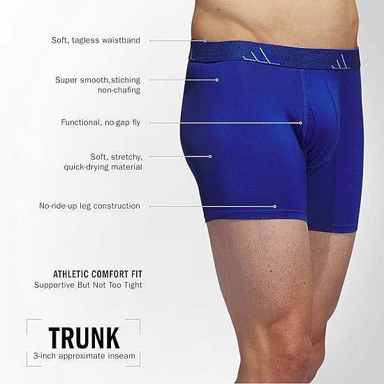 adidas Performance Microfiber Mens 3 Pack Comfort Waistband Trunks 5158586