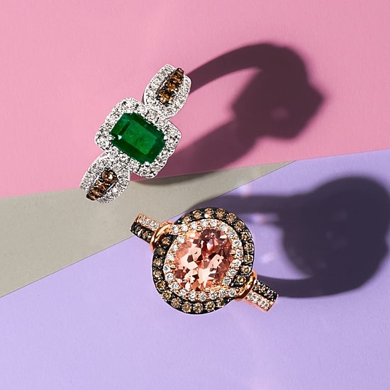Le Vian® Grand Sample Sale™ Ring featuring 1  1/3 CT. Peach Morganite™ 1/3 CT. Chocolate Diamonds® 1/6 CT. Vanilla Diamonds®  set in 14K Strawberry Gold®
