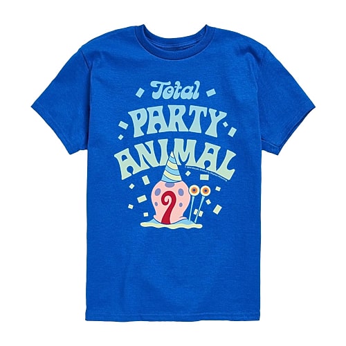 Total Party Animal Gary Little & Big Kid Boys Crew Neck Short Sleeve Regular Fit Spongebob Graphic T-Shirt, X-large, Blue