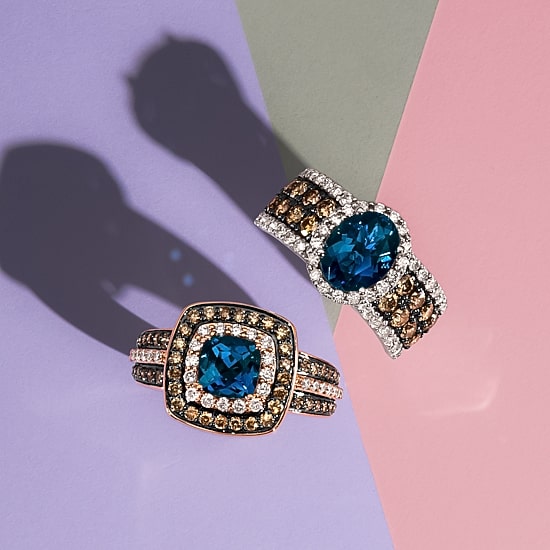 Le Vian® Ring featuring 1 1/3 CT. Peach Morganite™ 3/4 CT. Chocolate Diamonds® 1 3/8 CT. Nude Diamonds™ set in 14K Strawberry Gold®