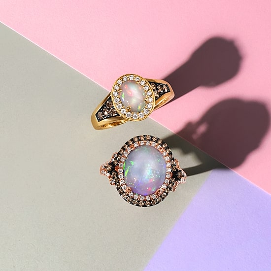 Le Vian® Ring featuring 5/8 CT. Neopolitan Opal™ 1/5 CT. Chocolate Diamonds® 1/6 CT. Nude Diamonds™ set in 14K Honey Gold™