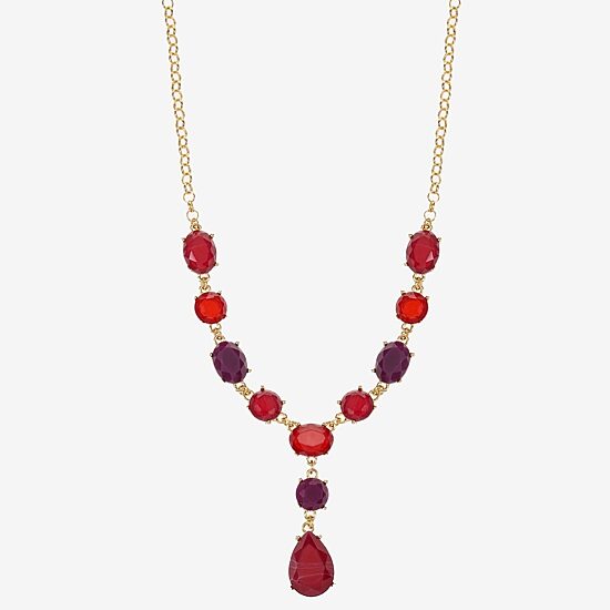 Mixit Gold Tone & Red Womens 17 Inch Y Necklace