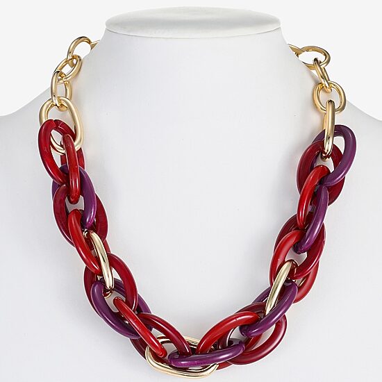 Mixit Gold Tone & Red Womens 17 Inch Collar Necklace
