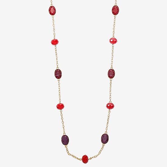 Mixit Gold Tone & Red Womens 36 Inch Strand Necklace