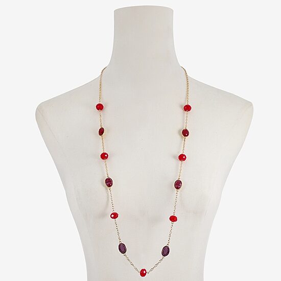 Mixit Gold Tone & Red Womens 36 Inch Strand Necklace