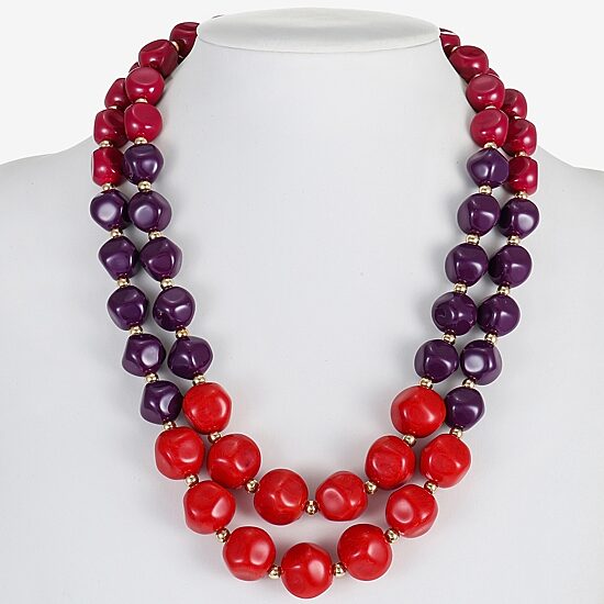 Mixit Gold Tone & Red Womens 17 Inch Strand Necklace