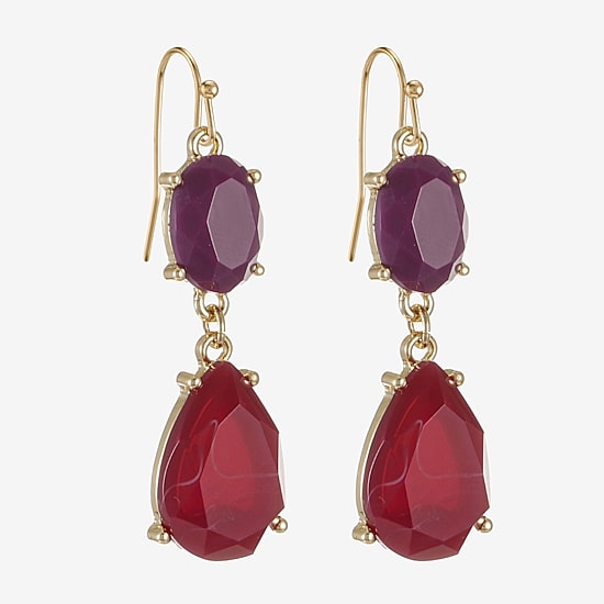 Mixit Gold Tone & Red Womens Drop Earrings