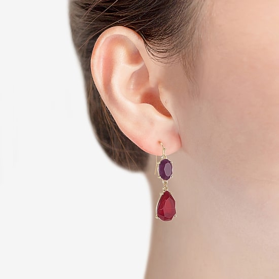 Mixit Gold Tone & Red Womens Drop Earrings