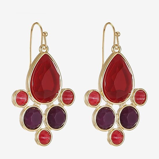 Mixit Gold Tone & Red Womens Chandelier Earrings