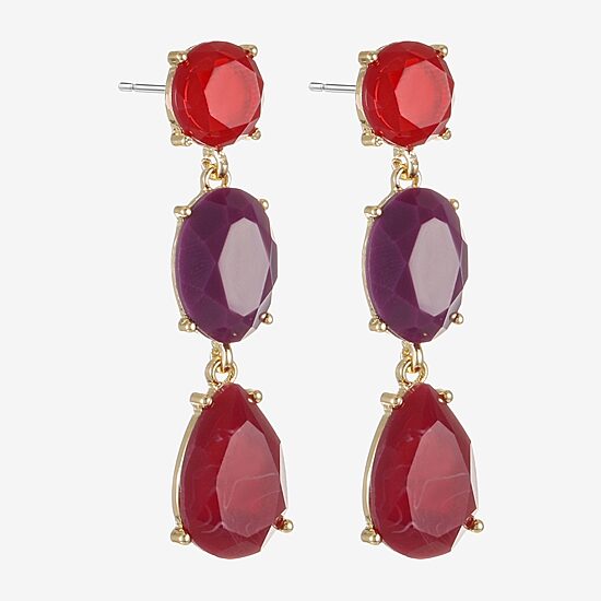 Mixit Gold Tone & Red Womens Hypoallergenic Drop Earrings