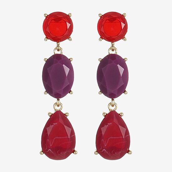 Mixit Gold Tone & Red Womens Hypoallergenic Drop Earrings