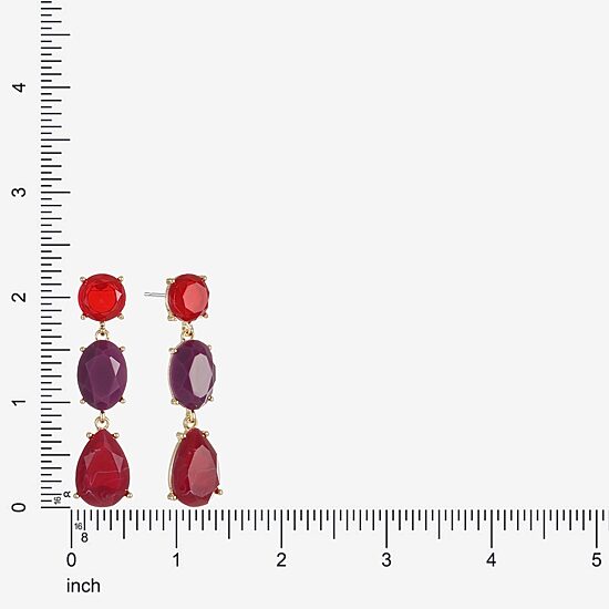 Mixit Gold Tone & Red Womens Hypoallergenic Drop Earrings