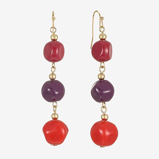 Mixit Gold Tone & Red Womens Drop Earrings
