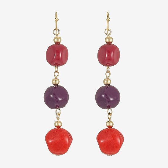 Mixit Gold Tone & Red Womens Drop Earrings