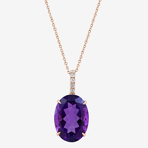 Effy Final Call Limited Quantities! Womens 1/10 Ct. T.w. Genuine Purple Amethyst 14k Gold Oval 18 Inch Pendant Neckl