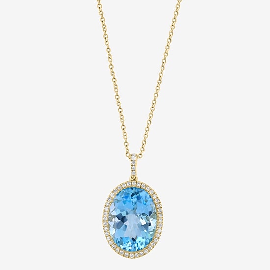 Effy Final Call Limited Quantities! Womens 1/4 CT. T.W. Genuine Blue Topaz 14K Gold Oval 18 Inch Pendant Necklace