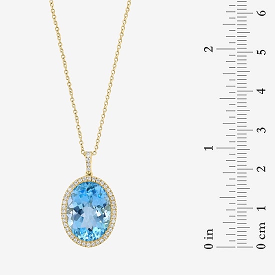 Effy Final Call Limited Quantities! Womens 1/4 CT. T.W. Genuine Blue Topaz 14K Gold Oval 18 Inch Pendant Necklace
