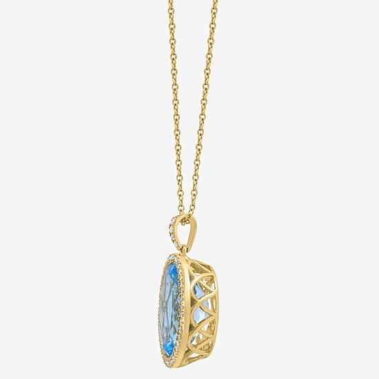 Effy Final Call Limited Quantities! Womens 1/4 CT. T.W. Genuine Blue Topaz 14K Gold Oval 18 Inch Pendant Necklace
