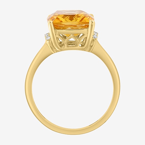 Effy Final Call Limited Quantities! Womens Diamond Accent Genuine Orange Citrine 14K Gold Cocktail Ring