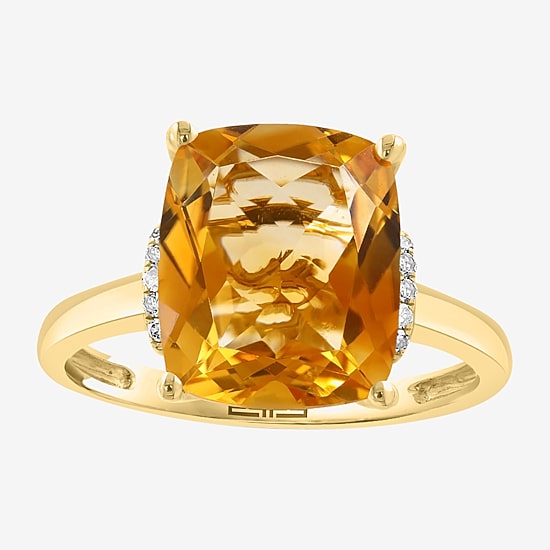 Effy Final Call Limited Quantities! Womens Diamond Accent Genuine Orange Citrine 14K Gold Cocktail Ring