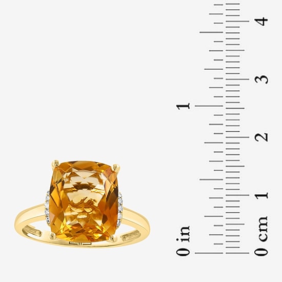 Effy Final Call Limited Quantities! Womens Diamond Accent Genuine Orange Citrine 14K Gold Cocktail Ring