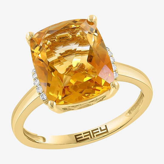Effy Final Call Limited Quantities! Womens Diamond Accent Genuine Orange Citrine 14K Gold Cocktail Ring