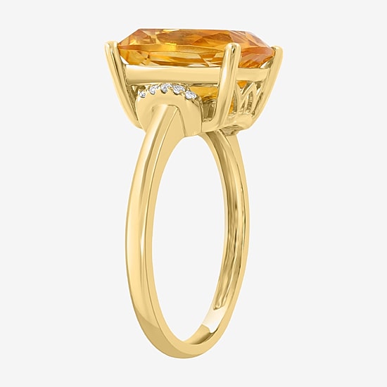 Effy Final Call Limited Quantities! Womens Diamond Accent Genuine Orange Citrine 14K Gold Cocktail Ring