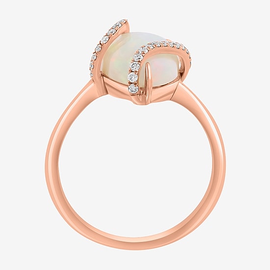 Effy Final Call Limited Quantities! Womens 1/7 CT. T.W. Genuine White Opal 14K Gold Pear Crossover Cocktail Ring