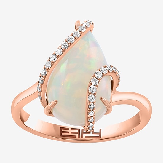 Effy Final Call Limited Quantities! Womens 1/7 CT. T.W. Genuine White Opal 14K Gold Pear Crossover Cocktail Ring