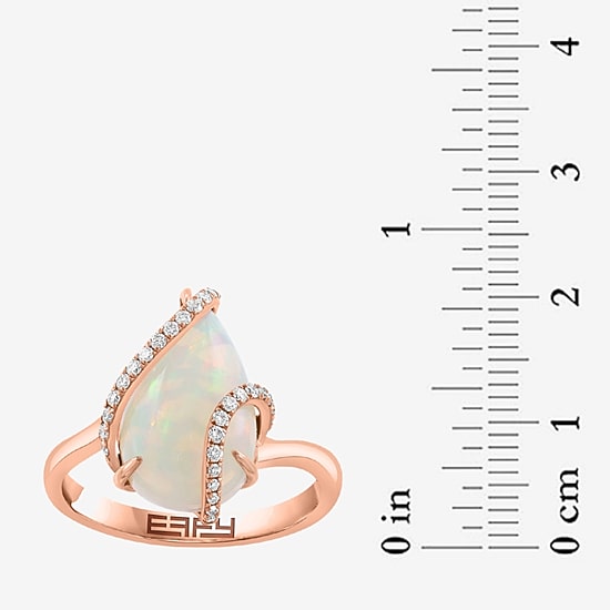 Effy Final Call Limited Quantities! Womens 1/7 CT. T.W. Genuine White Opal 14K Gold Pear Crossover Cocktail Ring