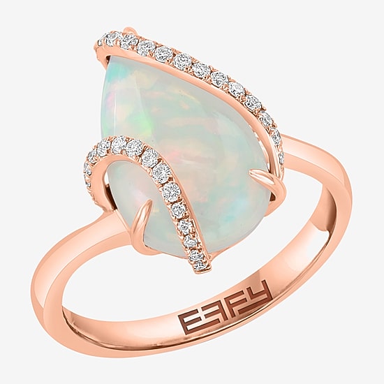 Effy Final Call Limited Quantities! Womens 1/7 CT. T.W. Genuine White Opal 14K Gold Pear Crossover Cocktail Ring
