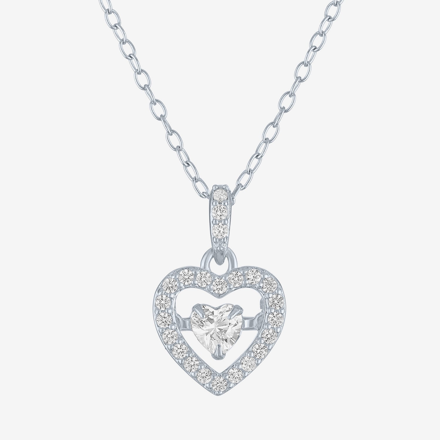 Yes, Please! Womens Lab Created White Sapphire Dancing Heart Pendant