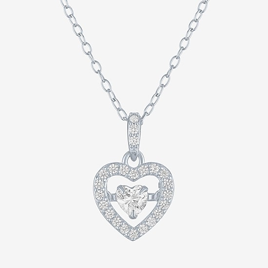 Yes, Please! Womens Lab Created White Sapphire Dancing Heart Pendant